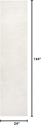 Eyely UES100T-212 Supersoft Haze Solid Low-Pile Indoor Runner Rug, Coastal, Bohemian, Minimalist, Classic, Casual for Bedroom,Kitchen,Living Room,Non Shedding,Easy-Washing, Cream, 2 X 12