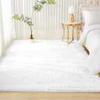 Andency White Soft Area Rugs for Living Room Bedroom, 4x6 Fluffy Shaggy Bedside Rug, Non-Slip Large Shag Fuzzy Plush Carpets for Bedroom Kids Dorm Nursery Home Decor Aesthetic