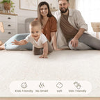8x10 Area Rug Living Room: Washable Boho Geometric Moroccan Rug Neutral Modern Farmhouse Indoor Soft Non Slip Ultra Thin Large Printed Pattern Carpet for Bedroom Home Office (Beige, 8'x10')