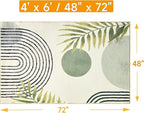 Area Rug 4x6 Modern Green Rug Abstract Tropical Leaves Bedroom Rug Washable Aesthetic Carpet for Living Dining Playroom