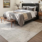 Area Rug 4x6 Washable Rug Beige for Living Room, Dining Room, Bedroom, Large Carpets, Non Slip & Non-Shedding Low Pile Vintage Print Rug for Home Office Decor