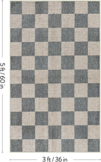 LIVEBOX 3x5 Washable Area Rug Checkered Clearance, Non-Slip Small Entryway Rug Grey Farmhouse Neutral Classic Geometric Boys Rug for Bedroom Living Room Low-Pile Carpet for Indoor Kitchen(Grey 3'x5')
