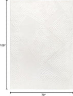 Antep Rugs Palafito 6x9 Geometric Shag Diamond High-Low Pile Textured Indoor Area Rug (White, 6'7" x 9')