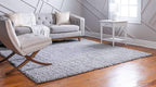 Unique Loom Davos Shag Collection Area Rug - Solid (7' 10" Square, Sterling)