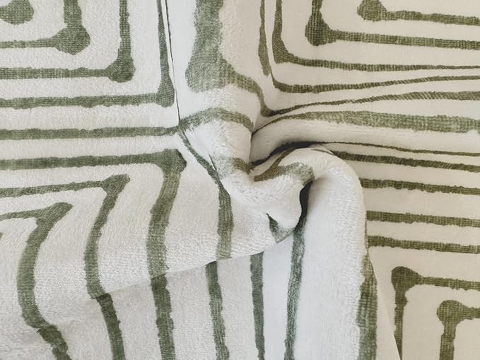 GLN Rugs Contemporary Collection - Machine Washable Area Rug, Contemporary Washable, Non Slip, Low Pile Chenille Rug, Living Room, Bedroom, Kitchen Rug (2' x 3' Green Beige)