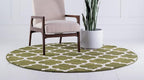 Rugs.com Lattice Collection Rug – 8 Ft Round Dark Green Medium Rug Perfect for Kitchens, Dining Rooms