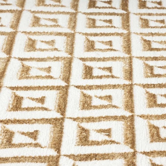 LUXE WEAVERS Geometric Greek Pattern Area Rug, Gold, 4'X5'