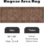 HUGEAR 3x8 Runner Rug Machine Washable Brick Red Hallway Area Rug Indoor Accent Rugs Floral Low Pile Carpet Soft Throw Rugs Bedroom Living Room Office Dining Kitchen Laundry Non Slip