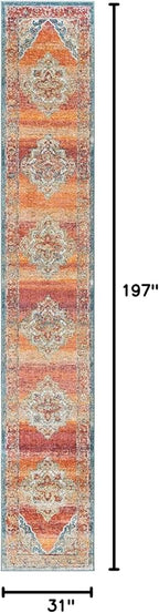 Unique Loom Isabella Collection Area Rug - Rossellini (2' 7" x 16' 5" Runner, Rust Red/ Beige)
