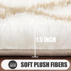 ONASAR 8x10 Area Rugs for Living Room, Fluffy White and Beige Bedroom Rug, Washable Geometric Boho Large Soft Plush Shaggy Fuzzy Floor Carpet for Nursery Kids Classroom Playroom Dorm Home Decor