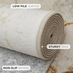 Joydeco 8x10 Area Rugs for Living Room, Washable Modern Abstract Non Slip Soft Rug, Low Pile Carpet for Bedroom, Dining Room, Home Office, Pet & Child Friendly, Light Brown & White & Beige