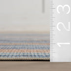 Dash & Albert Tyne Blue Machine Washable Rug, 5 X 8 Feet, Blue/Tan Stripe Pattern
