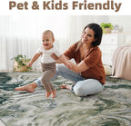 9x12 Area Rugs for Living Room, Modern Abstract Rug for Bedroom, Contemporary Machine Washable Rug, Large Stain Resistant Carpet for Dining Room Playroom Nursery Room, Pet & Kids Friendly