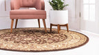 Unique Loom Voyage Collection Traditional Oriental Classic Intricate Design Area Rug (6' 0 x 6' 0 Round, Brown/Ivory)