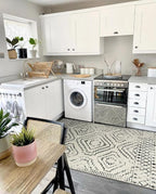 Wonnitar Moroccan Washable Rugs 5x7, Large White Tribal Area Rug for Living Room, Non-Shedding Soft Bedroom Accent Throw Mat, Geometric Floor Carpet for Dining Table Entry Office (Beige,5'x7')