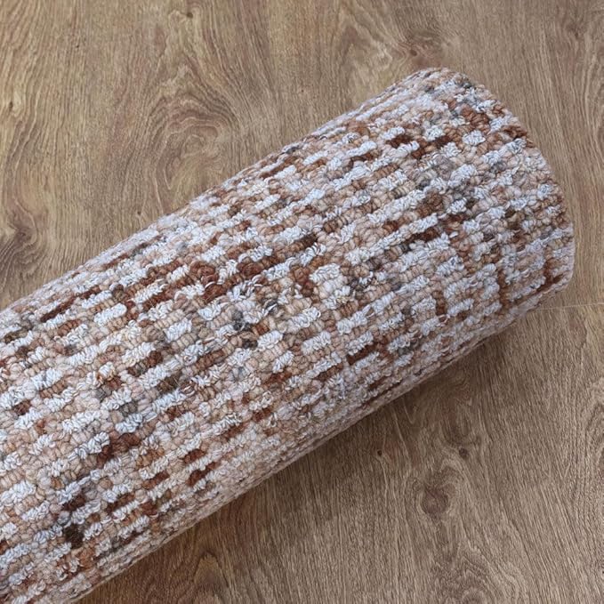 Hand Tufted Wool ECO-Friendly Area Rugs - 2'6''x11', Runner Shape, Beige & Brown, Solid Plain Design, High Pile Thick Handmade Area Rugs for Living Room, Bed Room (KWC111)