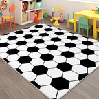 Soft Soccer Rug, Gifts for Boys Girls, Cute Bedside Shag Area Rug for Kids Toddlers Teens, Non Slip Room Decor Indoor Carpet for Bedroom Living Room, Nursery, Machine Washable 6x9 FT