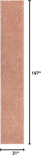 Unique Loom Davos Shag Collection Area Rug - Solid (2' 7" x 16' 5" Runner, Dusty Rose)