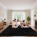 Black Area Rugs 9x12 Living Room Bedroom, Fluffy Large Rug Soft Shag Non-Slip Carpet for Kids Boys and Girls Room Dorm Home Decor (9ft x 12ft)