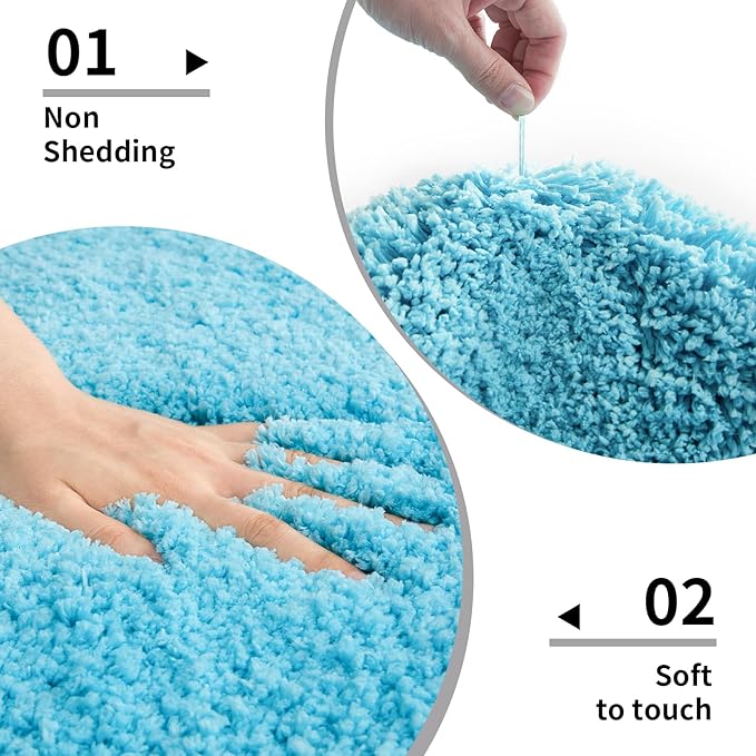 Bathroom Rug 20x32 Non Slip Fluffy Teal Bath Mat for Bathroom Floor Washable Plush Luxury Bath Rug for Tub Soft Shaggy Absorbent Shower Sink Mat