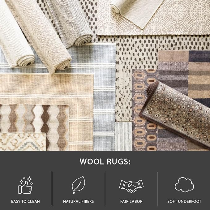 Dash and Albert Roark Pewter Blue Hand Tufted Wool Rug, Runner-2.5 X 8 Feet, Blue/Ivory Geometric Pattern - Premium Luxury Hotel Quality Soft Breathable Hypoallergenic Machine Washable Easy Care