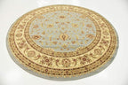 Unique Loom Voyage Collection Traditional Oriental Classic Intricate Design Area Rug (8' 0 x 8' 0 Round, Light Blue/Gold)