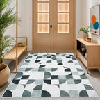 3x5 Rugs Machine Washable, Ultra-Thin Area Rugs for Bedroom Entryway Living Room Bedside Low-Pile, Boho Small Throw Floor Carpet Non Slip Soft Indoor Rug Modern Abstract Gray