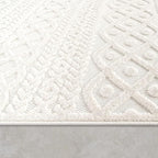 Paco Home Modern Area Rug with Carved Geometric Pattern in Cream Ivory, Size: 5'3" x 7'7"