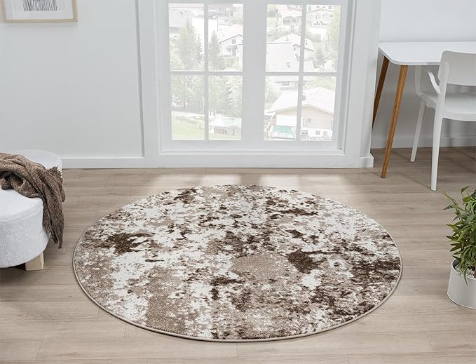 Keen Home Design Area Rugs - 8ft Round Non-Shedding, Abstract Rugs for Kitchen, Living Room, Bedroom, Dining Room, Entryway - Size: 7'10" Round, Multi