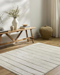 Livabliss x Our PNW Home Cascade Minimalist Striped Area Rug, 2'7" x 10', Striped Ivory/Taupe