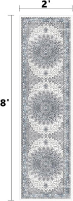 2x8 Runner Rugs for Hallways Washable Hallway Runner Rugs for Entrance Bedroom Non-Slip Vintage Runners Blue
