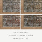 Loloi Amber Lewis Billie Collection, Tobacco & Rust 2'-6" x 9'-6" Area Rug – Antique & Distressed Accent Rugs for Living Room, Bedroom, Entryway & Hallway, No Shed High Traffic Area Home Decor Rug