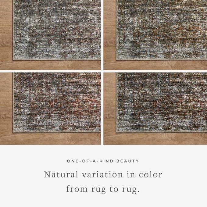 Loloi Amber Lewis Billie Collection, Tobacco & Rust 8'-6" x 11'-6" Area Rug – Antique & Distressed Accent Rugs for Living Room, Bedroom, Entryway & Hallway, No Shed High Traffic Area Home Decor Rug