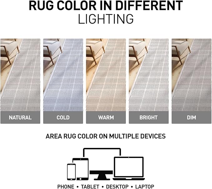 Rugshop Bohemian Stripe Lines Washable Non Slip Area Rug 3' x 5' Ivory