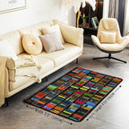 Books Area Rug 3x5 Rainbow Bookshelf Rugs for Living Room | Watercolor Book Shelf Washable Rug, Bookcase Bookrack Carpet Indoor Floor Mat