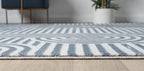 Annabel Modern Geometric Area Rug for Living Room, 6x9 Contemporary Arched and Linear Blue Rug, High-Low Pile Stain Resistant Carpet for Bedroom, Dining Room or Kitchen (6' x 9', Blue)