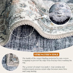MUJOO Boho Rug 4'x6.5' Area Rugs for Bedroom Living Room Dining Room Blue Grey Rugs Machine Washable Non Slip Carpet for Office Dorm Kitchen Laundry Room Accent Soft Low-Pile Floral