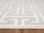Abani Contemporary 3D Beige & White Modern Greek Key Pattern Area Rug - Geometric Meander 5'3" x 7'6" Arto Collection Neutral Rug Rugs