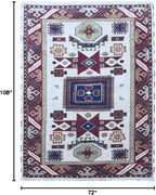 Hand Knotted Wool & Silk ECO-Friendly Oriental Area Rugs - 6'x9', Rectangle Shape, Cream Burgundy Color, Classic Oriental Traditional, Medium Pile Handmade Area Rugs (AF0102)