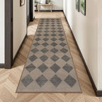 Lahome Checkered Washable 2x8 Brown Runners for Hallways Non Slip, Ultra-Thin Kitchen Bathroom Runner Rugs, Moroccan Trellis Throw Carpet Runner for Bedroom Entryway Decor (2'x8',Brown)