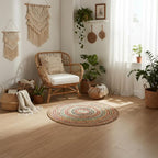REDEARTH · Jute Cotton Chindi Area Rug - 3' Round Rug, Handwoven, Non-Shedding, Soft & Durable – Multi Tones for Home Décor in Living Room, Dining Room, Bedroom