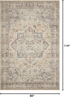 Loloi Hathaway Collection HTH-07 Multi/Ivory 7'-6" x 9'-6", .25" Thick Area Rug, Soft, Durable, Printed, Modern, Low Pile, Non-Shedding, Easy Clean, Living Room Rug
