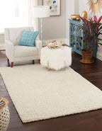 Unique Loom Solid Shag Collection Area Rug (4' 1" x 6' 1" Rectangle, Pure Ivory)