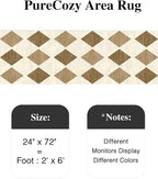 3x8 Runner Checkered Rug for Hallways Brown Washable Long Carpet Non-Slip Low Pile Boho Indoor Accent Throw Rug for Entrance Kitchen Bedroom Dining Laundry