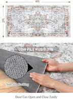 COMSLE Washable Door Mat, Front Door mat Indoor Faux Wool Absorbent Small Rugs for Entryway Distressed Throw Rug Non-Slip Accent Floor Carpet for Entrance Bedroom, 24X48 Inches Orange