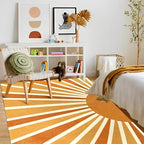 Lahome Sun Print Washable Area Rugs 9x12 Living Room Non-Slip Backing Ultra-Thin Extra Large Rug Lightweight Throw Non Shedding Dining Room Rug，Boho Rainbow Carpet for Bedroom Guest Room Office Home