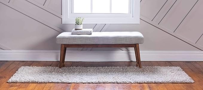 Unique Loom Davos Shag Collection Area Rug - Solid (2' 7" x 13' 1" Runner, Linen)