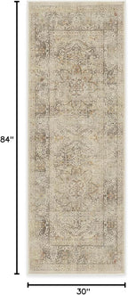 RUGGABLE Washable Vintage Runner Rug – Sarrah Hazel 2.5x7, Stain-Resistant, Non-Slip Hallway Runner – Machine Washable Rug for Hallway, Entryway, Living Room & Kitchen – with Cushioned Pad