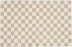 Revival Rugs Gambit 3'11" x 6'1" Checkered Rug Machine Washable Area Rug for Kitchen Bedroom - 100% Recycled Oeko-TEX Certified, Medium Pile, Camel, Beige