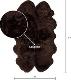 Real Sheepskin Rug 4x6 ft | Sheepskin Rugs for Living Room and Sofa | Bedside Rugs for Bedrooms | Large Fluffy Rug is Breathable & Heat-regulating in Color Chocolate